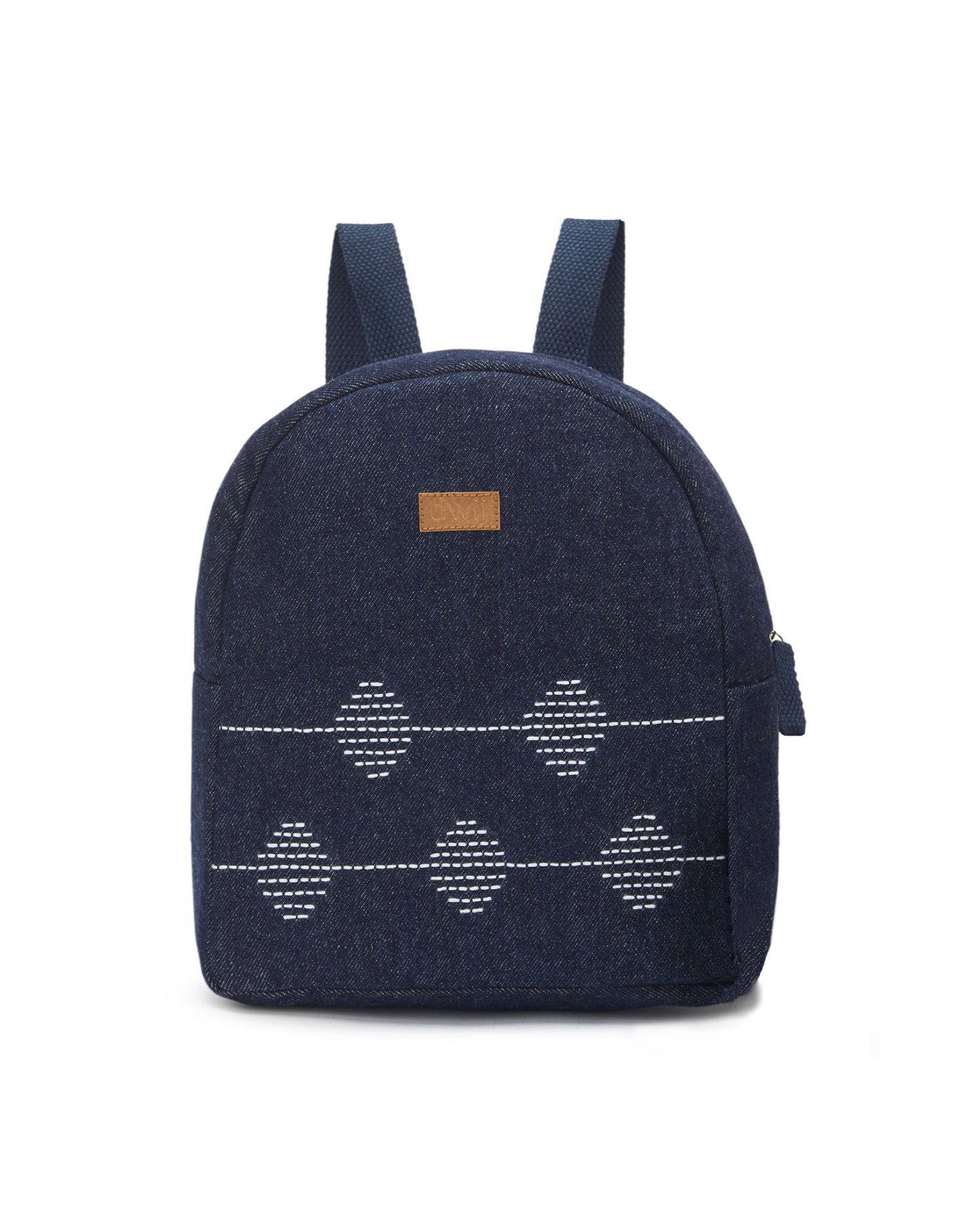 Kantha Hand Embroidered Denim Mini Travel Backpack with pouch