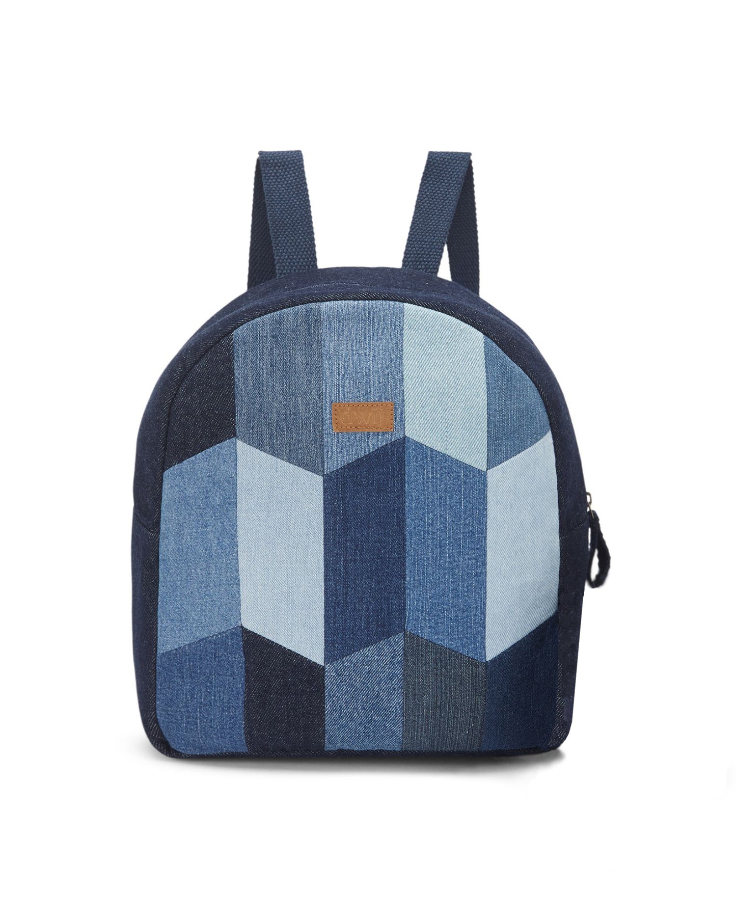 Repurposed Handcraft Denim Patched Mini Travel Backpack with pouch