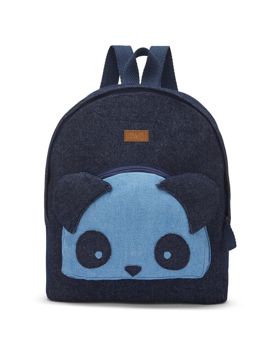 Upcycled Handcrafted Denim Jeans Panda Travel Backpack Bag
