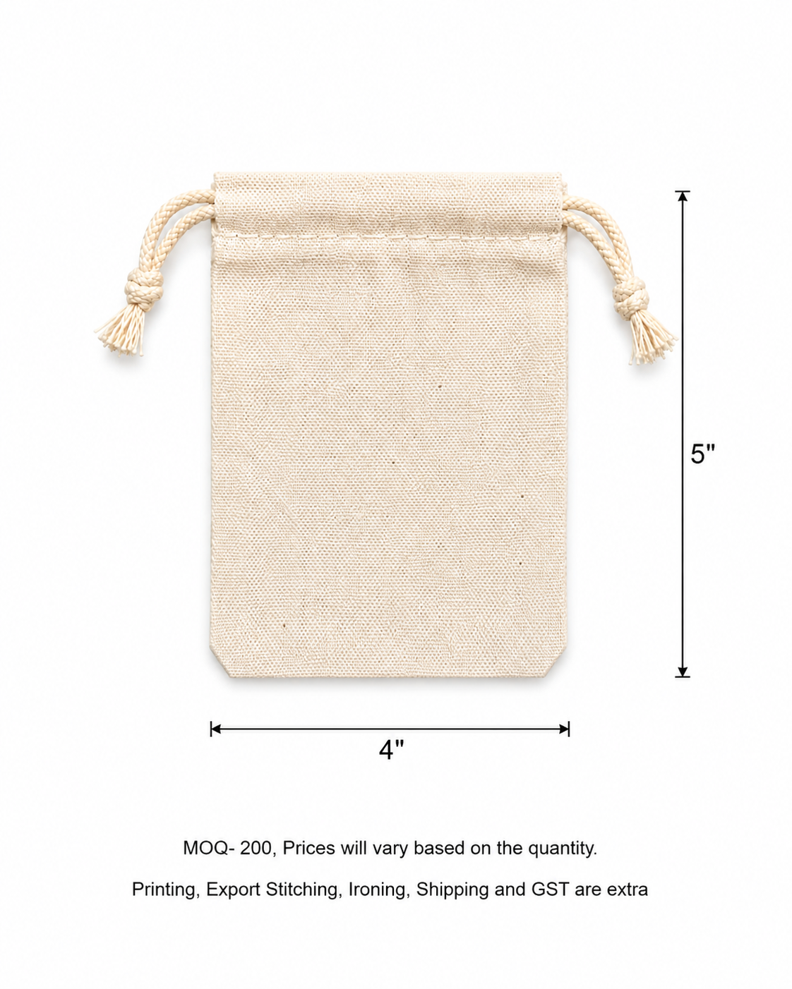Cotton Potlis 150 GSM in Beige (Pack of 50 pieces and Above on PRE-ORDERS Only)