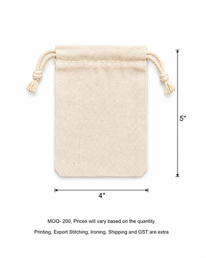 Cotton Potlis 150 GSM in Beige (Pack of 50 pieces and Above on PRE-ORDERS Only)