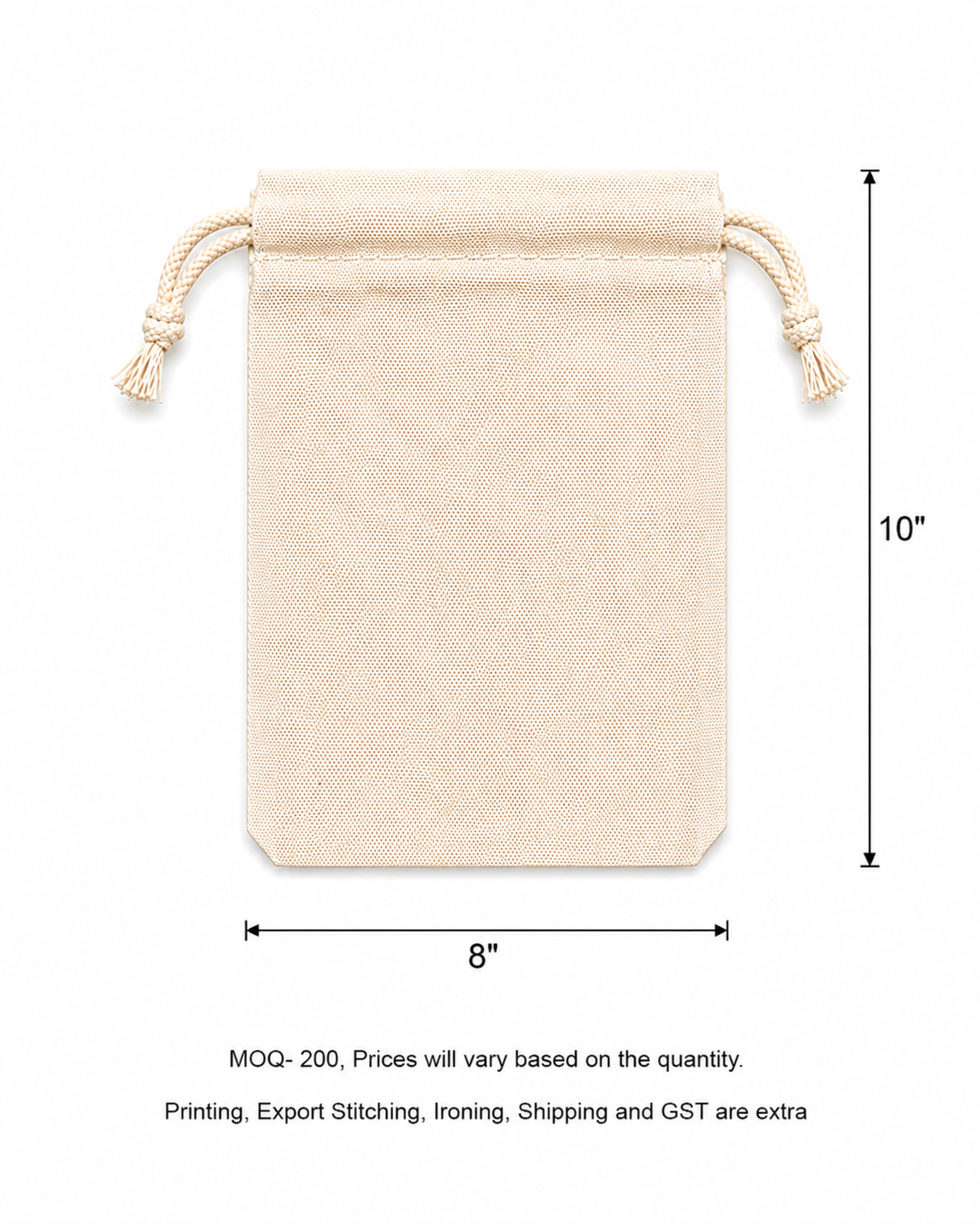Cotton Potlis 150 GSM in Beige (Pack of 50 pieces and Above on PRE-ORDERS Only)