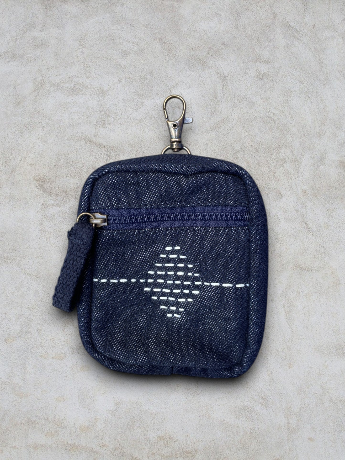 Upcycled Kantha Hand Embroidered Bottle Holder With Coin Pouch