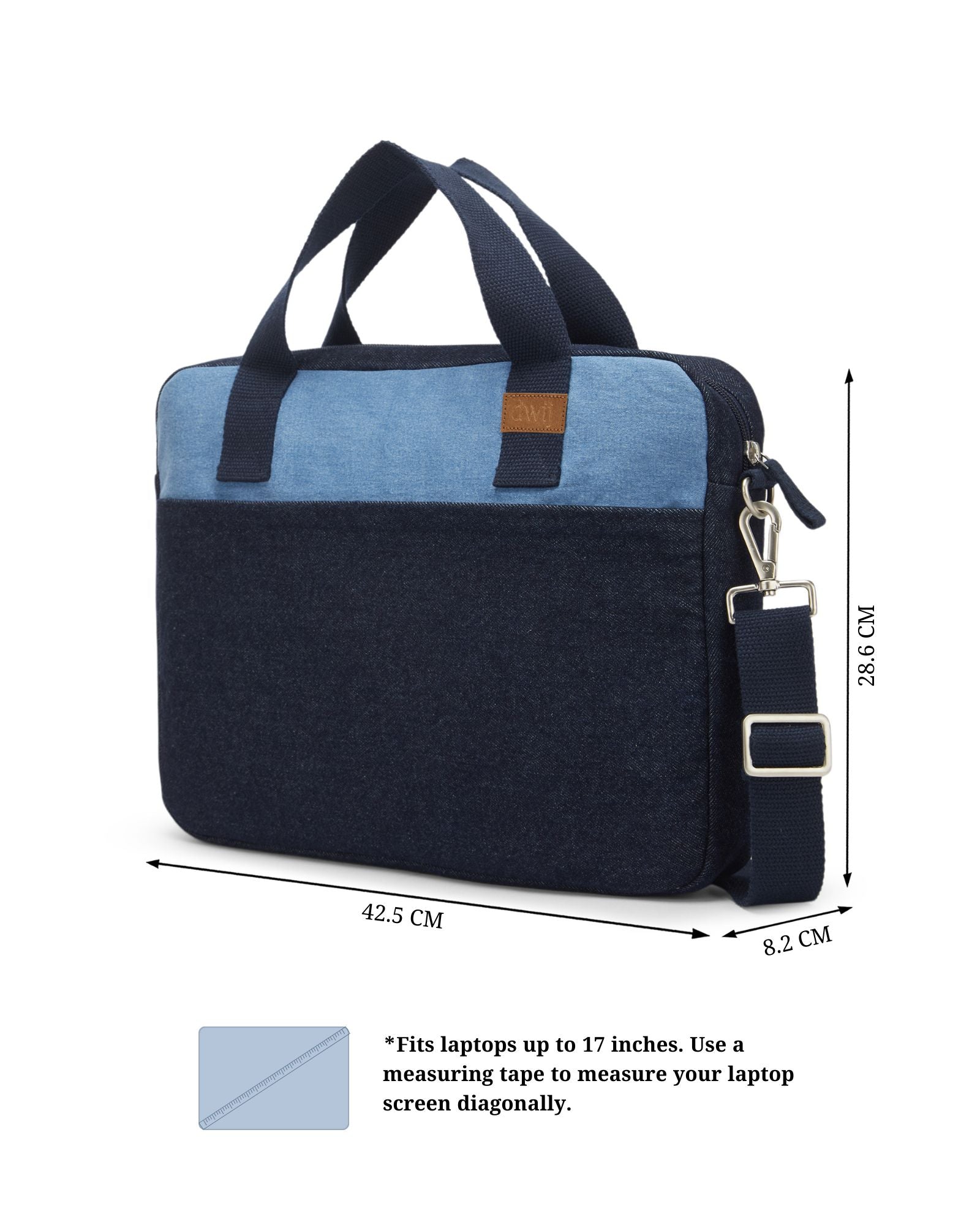 Upcycled Unisex Denim Sleek Laptop Messenger Bag (Large) - Dwij