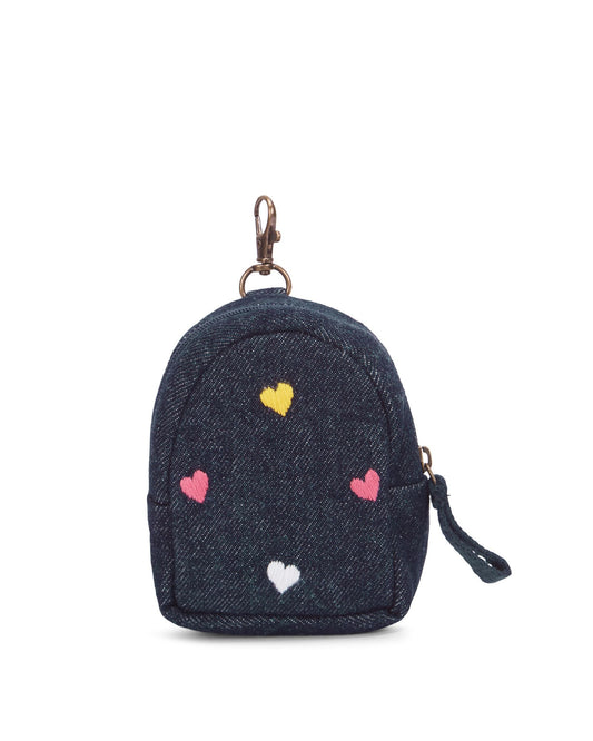 Hand Embroidered Upcycled Denim Jeans Heart Pouch