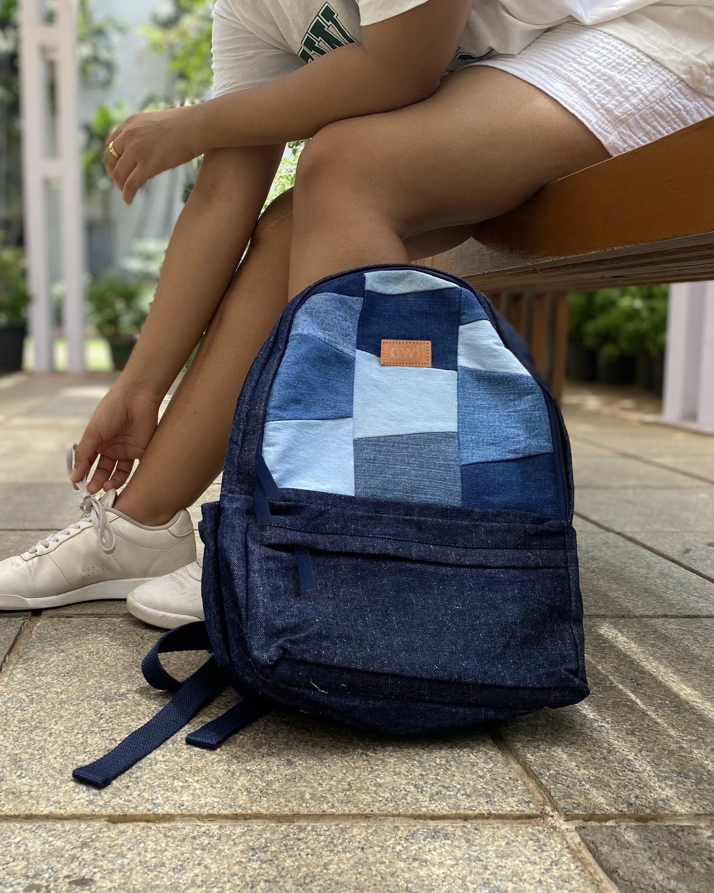 Upcycled Patched Denim & Felt Jeans Travel Backpack