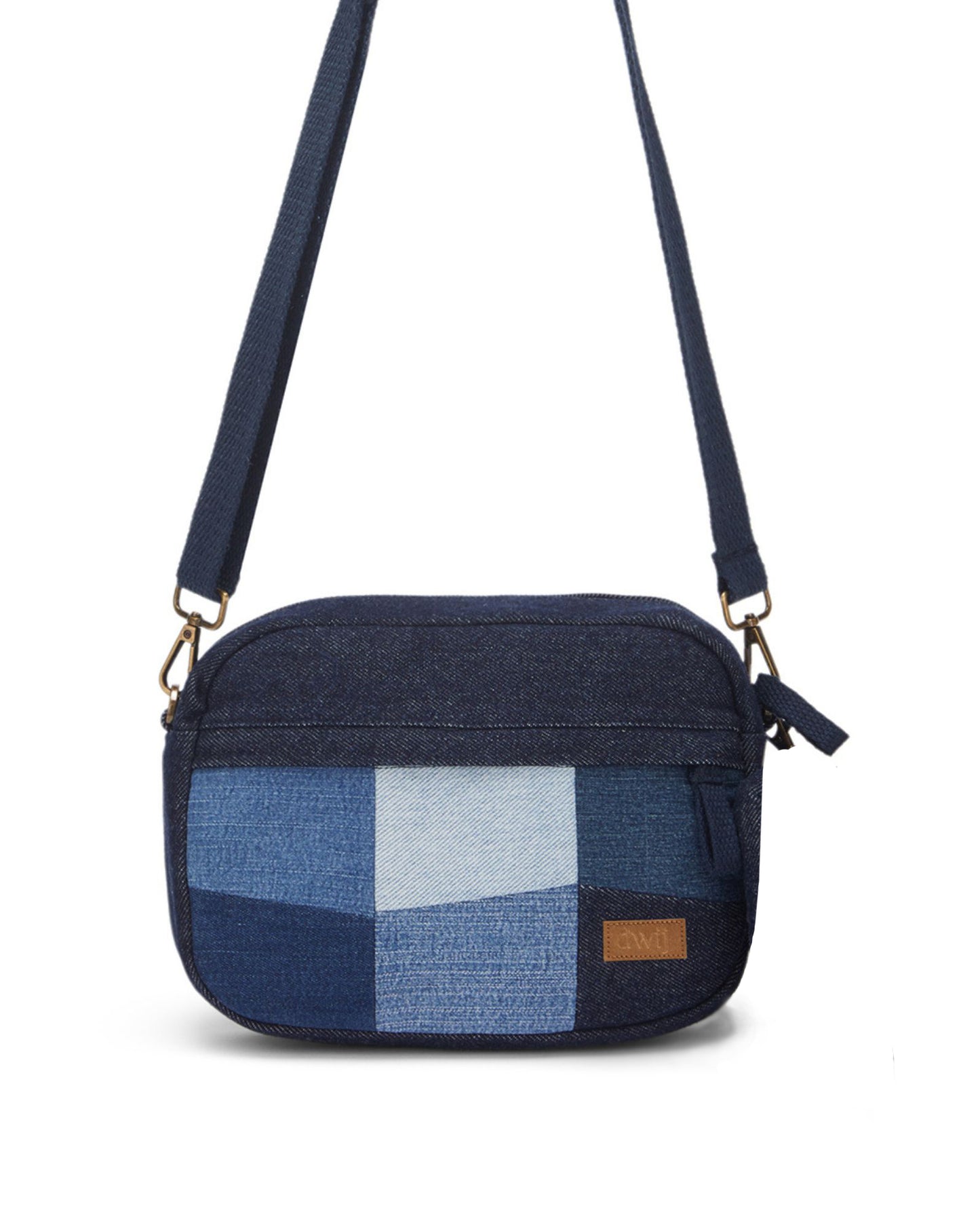 Upcycled Unisex Patched Denim Crossbody Sling with pouch