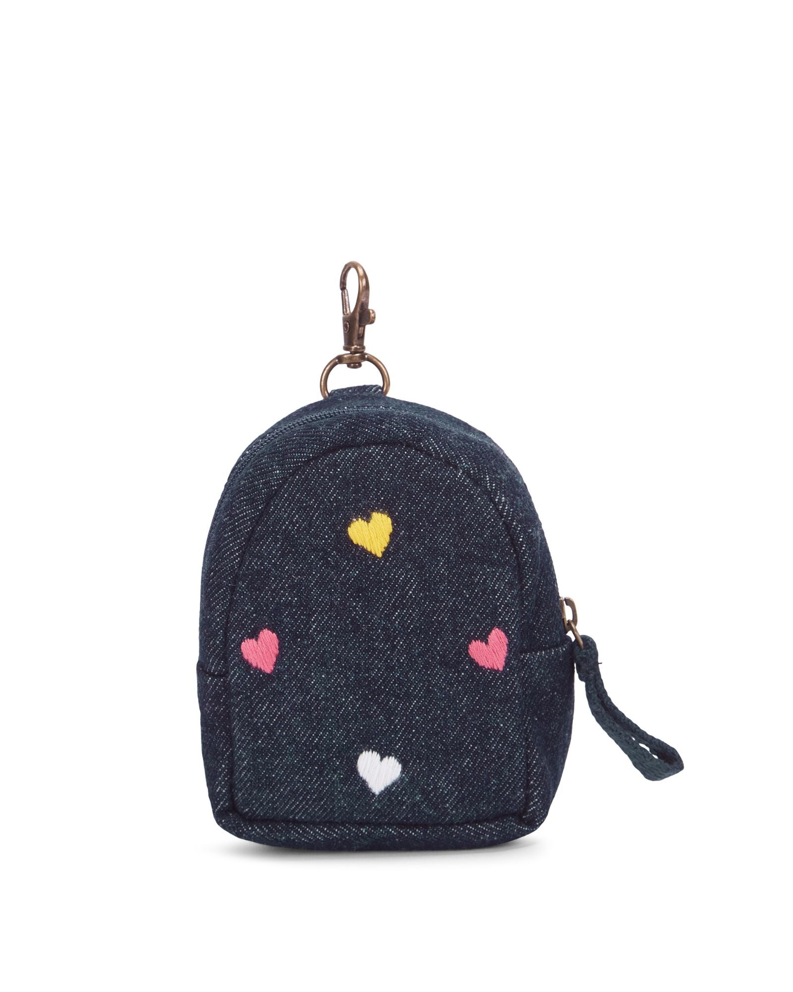 Hand Embroidered Upcycled Denim Jeans Heart Pouch - Dwij - 