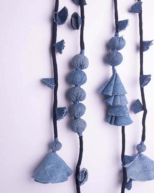 Handcrafted Upcycled Jeans Adjustable Neck Wrap Around - Dwij