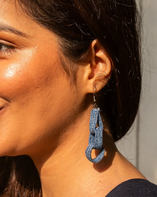 Handcrafted Upcycled Jeans Earrings Anuradha - Dwij