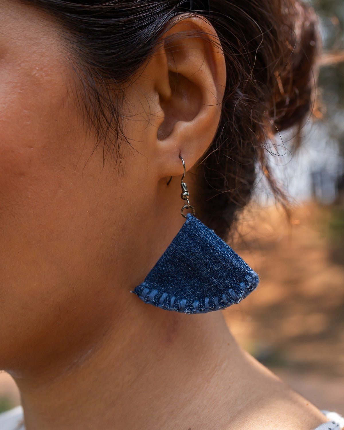 Handcrafted Upcycled Jeans Earrings Ashwini - Dwij