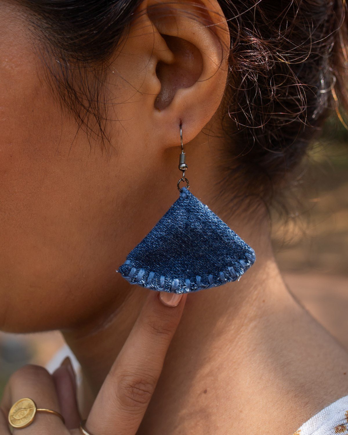 Handcrafted Upcycled Jeans Earrings Ashwini - Dwij