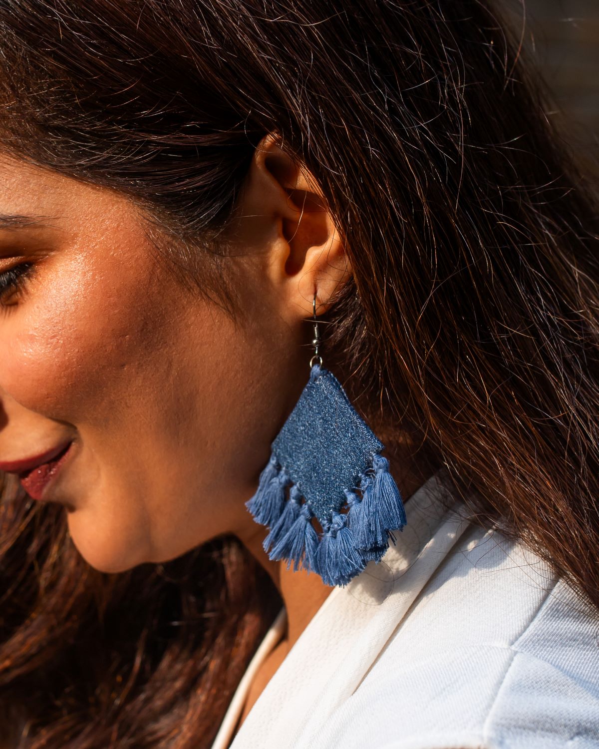 Handcrafted Upcycled Jeans Earrings Bharani - Dwij