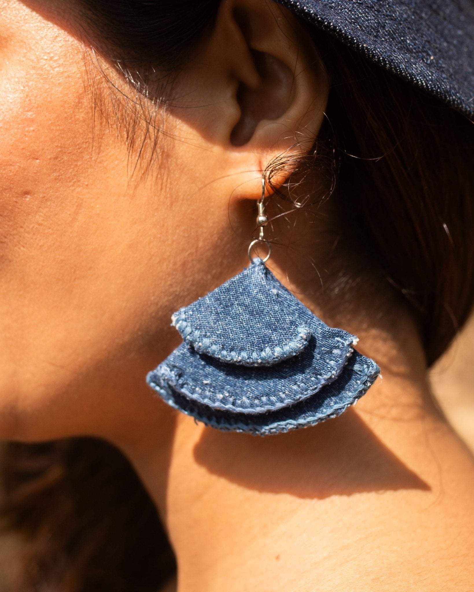 Handcrafted Upcycled Jeans Earrings Jyestha - Dwij