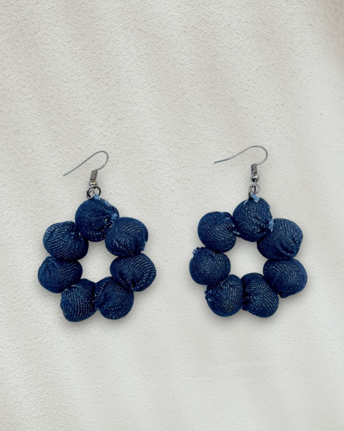 Handcrafted Upcycled Jeans Earrings Krittika (Dark Blue) - Dwij