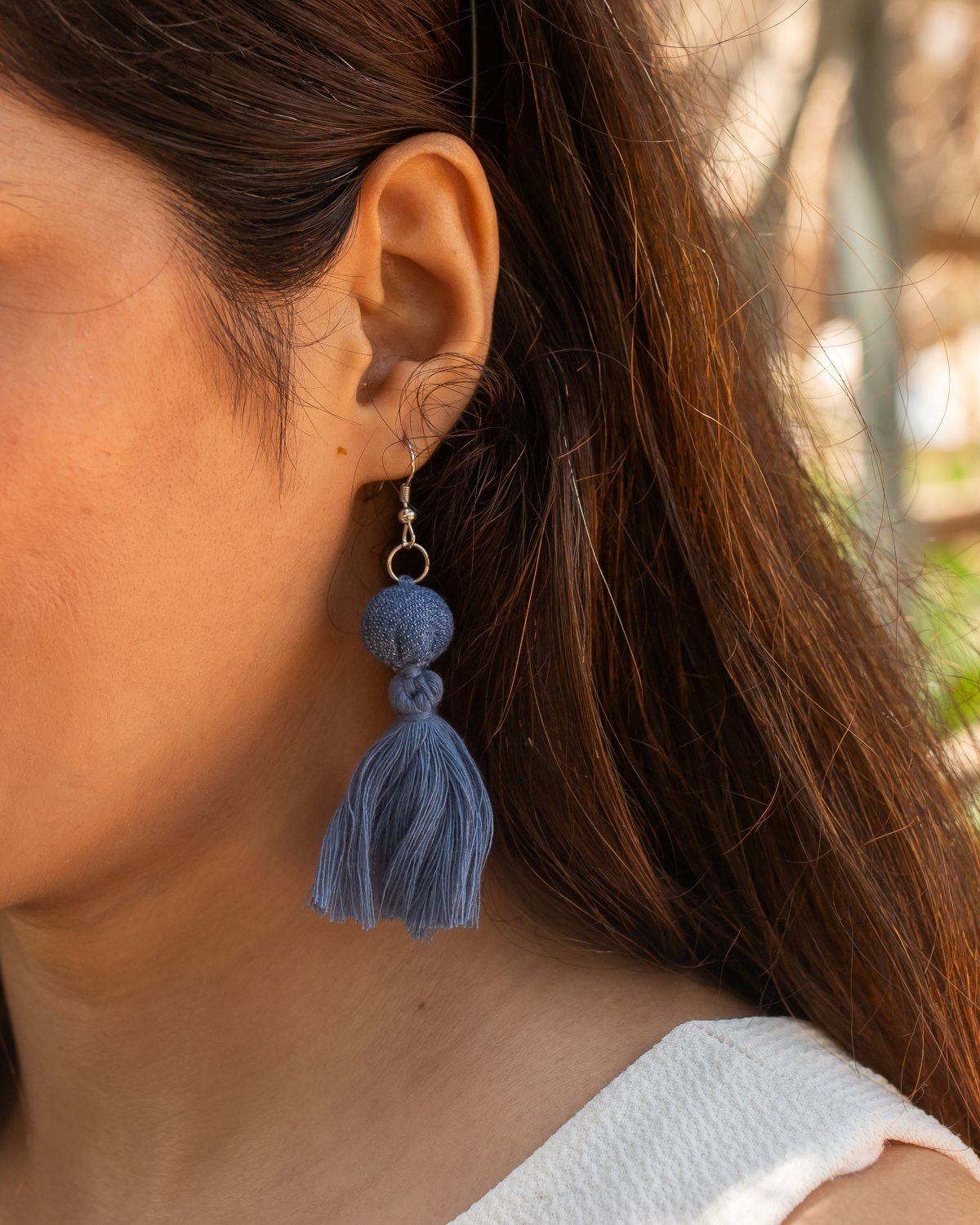 Handcrafted Upcycled Jeans Earrings Pushya - Dwij