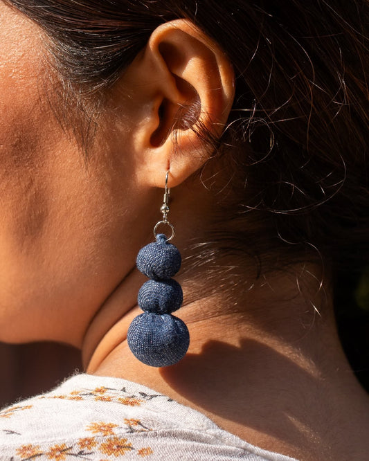 Handcrafted Upcycled Jeans Earrings Revati - Dwij