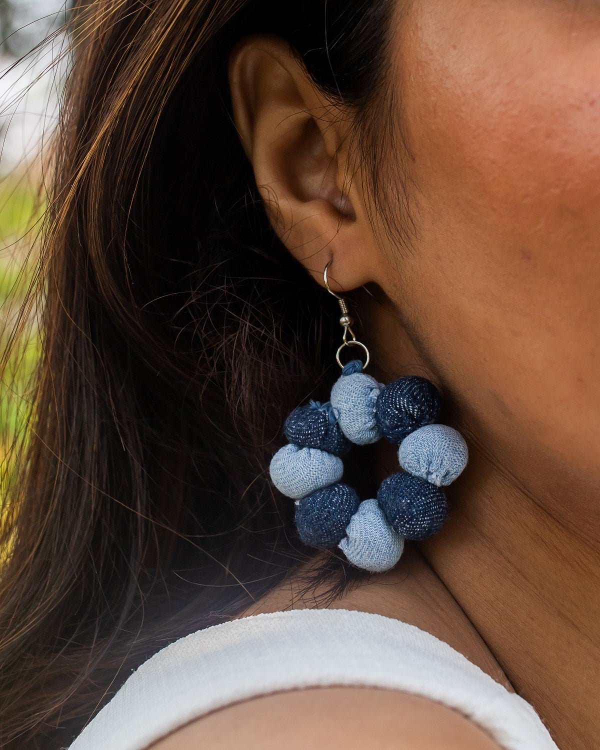 Handcrafted Upcycled Jeans Earrings Rohini - Dwij