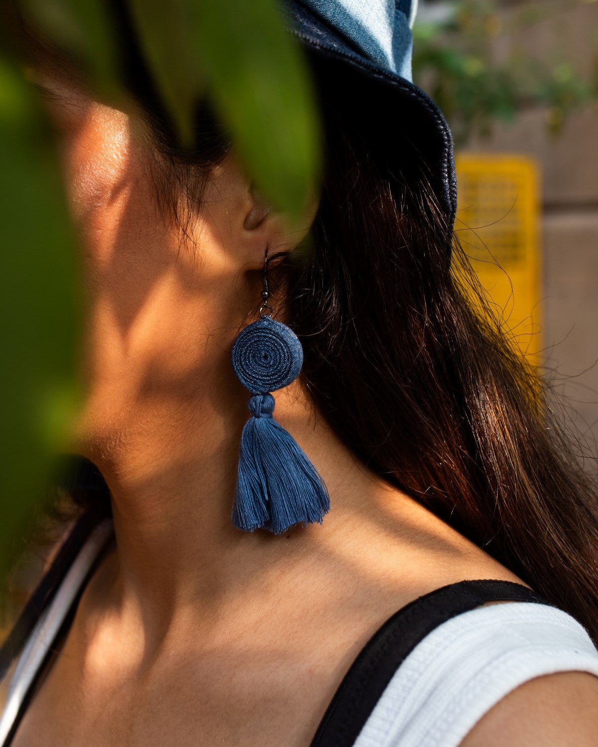 Handcrafted Upcycled Jeans Earrings Sravishta - Dwij