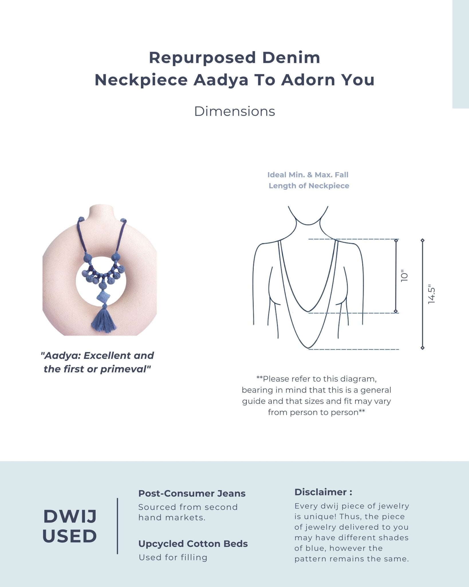 Handcrafted Upcycled Jeans Neckpiece Aadya - Dwij