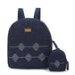 Kantha Hand Embroidered Denim Mini Travel Backpack with pouch - Dwij - 