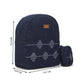 Kantha Hand Embroidered Denim Mini Travel Backpack with pouch - Dwij - 