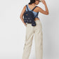 Kantha Hand Embroidered Denim Mini Travel Backpack with pouch - Dwij - 