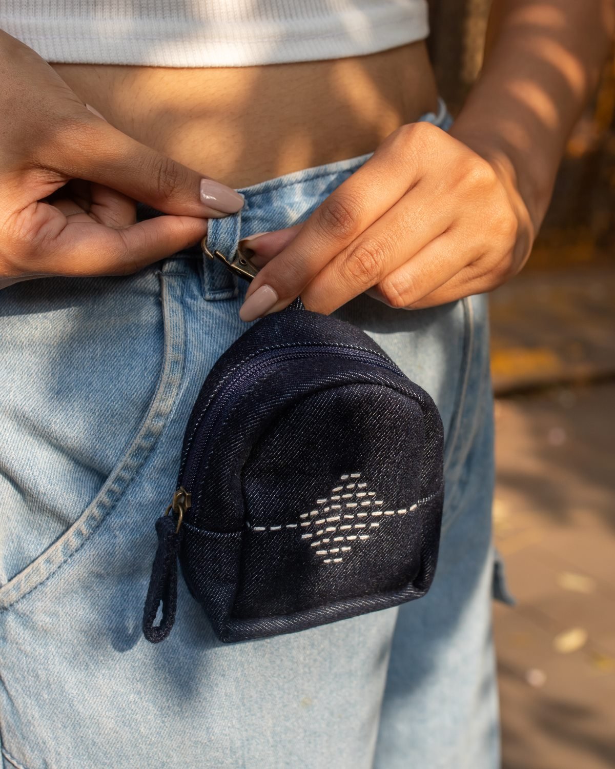 Kantha Hand Embroidered pouch - Dwij