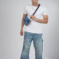 Upcycled Unisex Fanny pack/Waist Pouch Light Blue Sling Bag