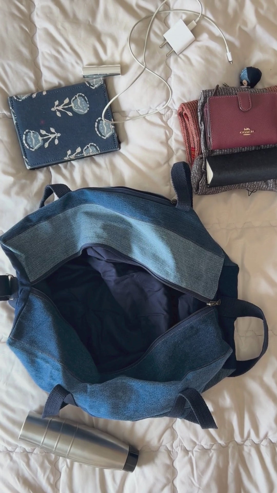 Upcycled Denim Jeans Duffle Travel Gym Crossbody bag - Dwij