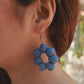 Handcrafted Upcycled Jeans Earrings Krittika (Medium Blue)