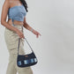 Upcycled Handcrafted Denim Jeans Blue Striped Baguette Bags