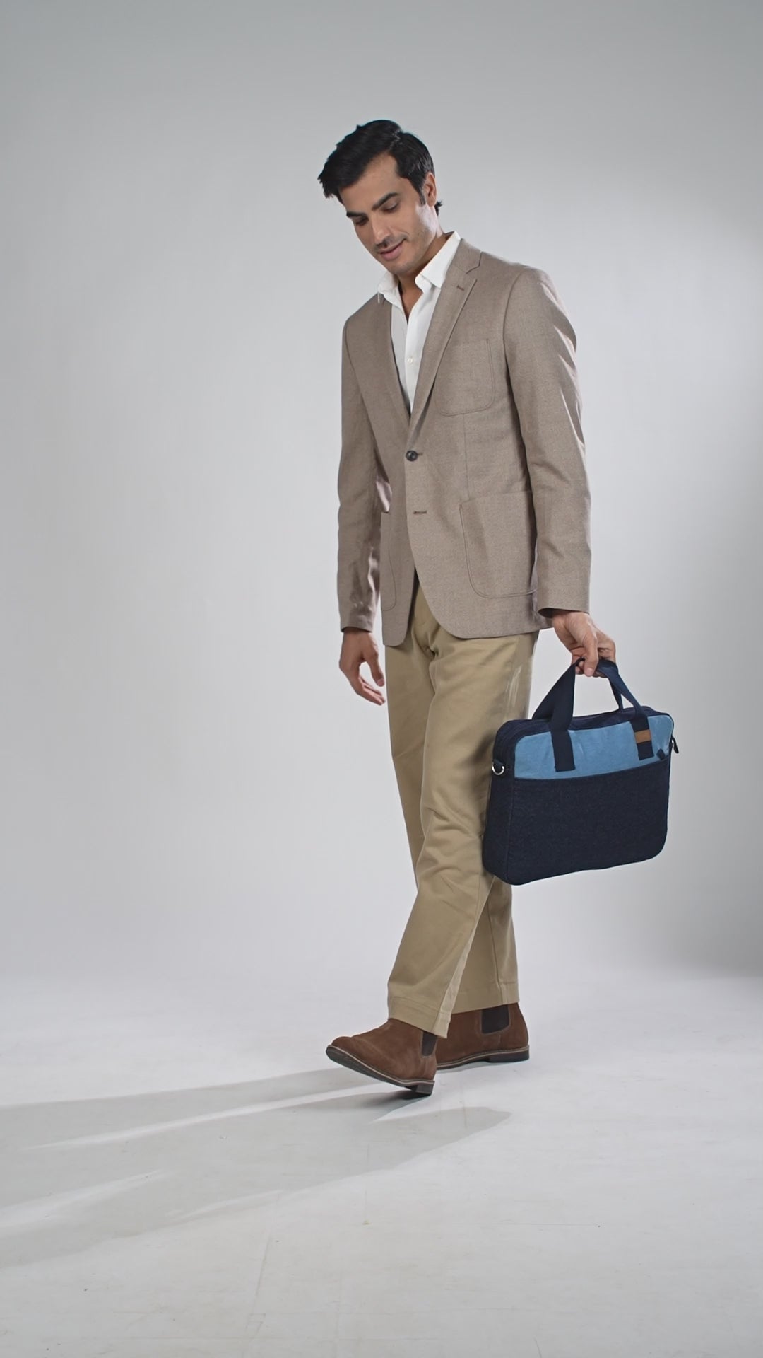 Upcycled Unisex Denim Sleek Laptop Messenger Bag (Large) - Dwij