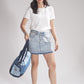 Upcycled Handcrafted Denim Jeans Blue Convertible Tote Bag (Large)
