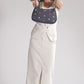 Upcycled Hand Embroidered Heart Denim Baguette Bag (Large)