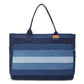Repurposed Denim Jeans Shaded Laptop Tote - Dwij - 