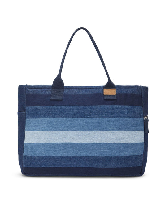 Repurposed Denim Jeans Shaded Laptop Tote - Dwij - 