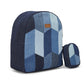 Repurposed Handcraft Denim Patched Mini Travel Backpack with pouch - Dwij - 