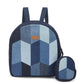Repurposed Handcraft Denim Patched Mini Travel Backpack with pouch - Dwij - 