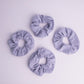 Repurposed Upcycled Bamboo fabric scrunchies - Violet (set of 4) - Dwij