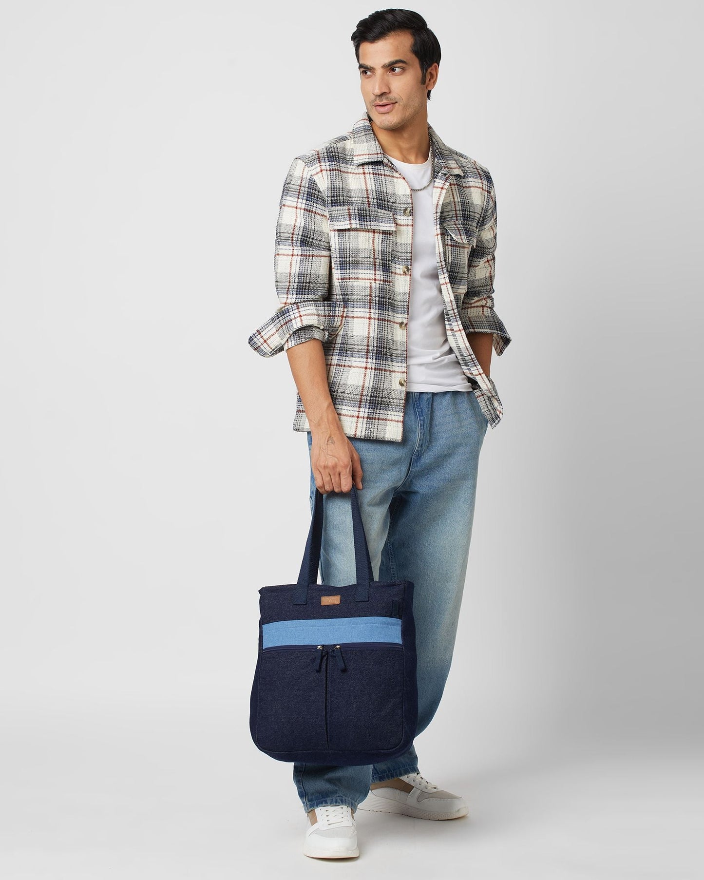 Upcycled Carryall Unisex Denim Convertible Tote Backpack - Dwij - 