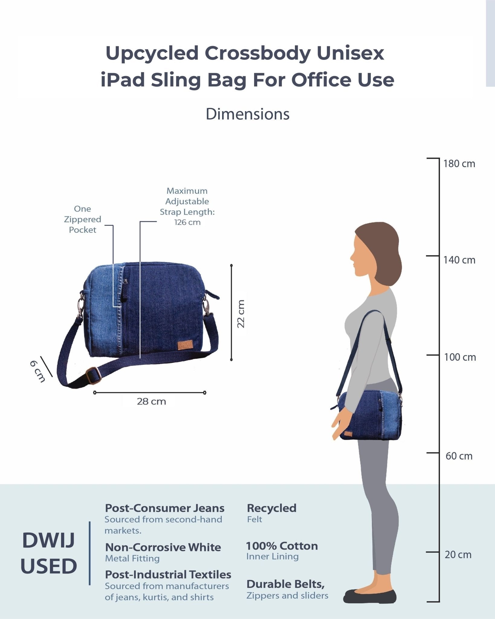 Upcycled Crossbody Unisex iPad sling Bag - Dwij