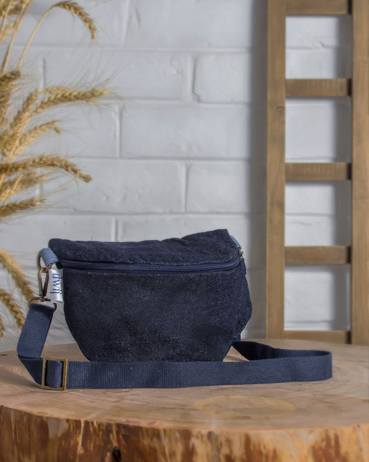 Upcycled Denim Jeans Fanny pack/Waist Pouch Dark Blue Sling Bag