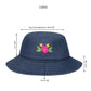 Upcycled Denim Hand Flower Embroidered Bucket Woman Hat - Dwij -