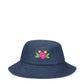 Upcycled Denim Hand Flower Embroidered Bucket Woman Hat - Dwij -