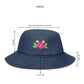 Upcycled Denim Hand Flower Embroidered Bucket Woman Hat - Dwij -