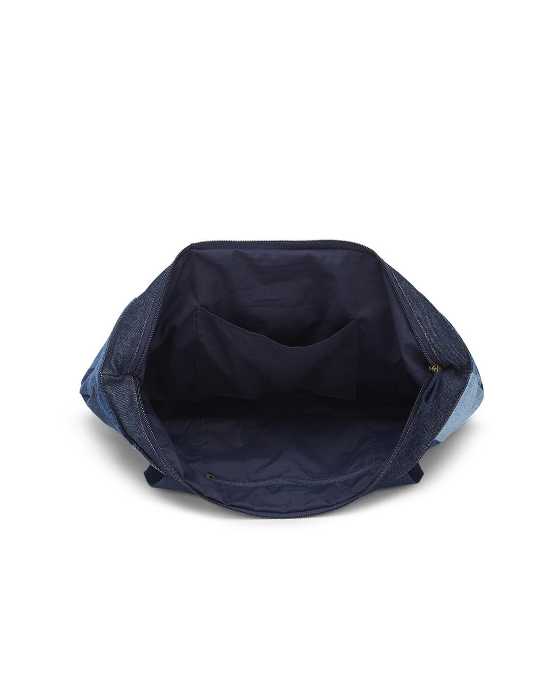 Upcycled Denim Jeans Blue Chequered Tote Bag Dark - Dwij - 