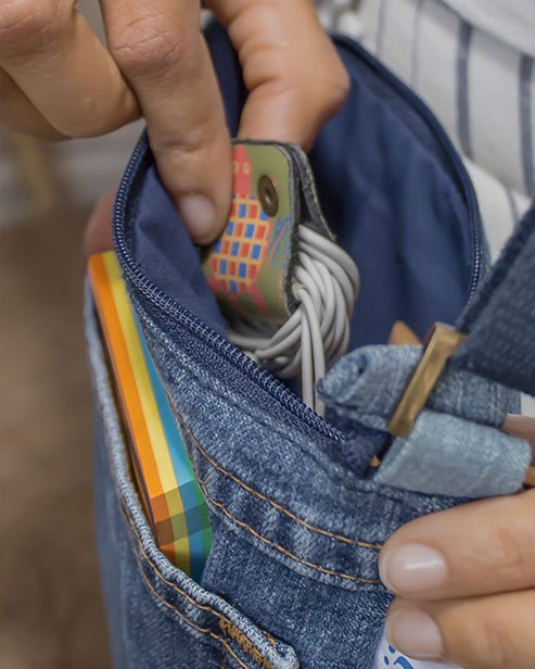 Upcycled Denim Jeans Brisk Crossbody Sling Bag - Dwij