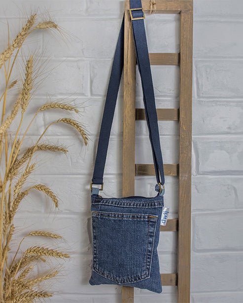 Upcycled Denim Jeans Brisk Crossbody Sling Bag - Dwij
