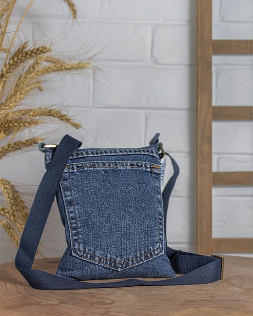 Upcycled Denim Jeans Brisk Crossbody Sling Bag - Dwij